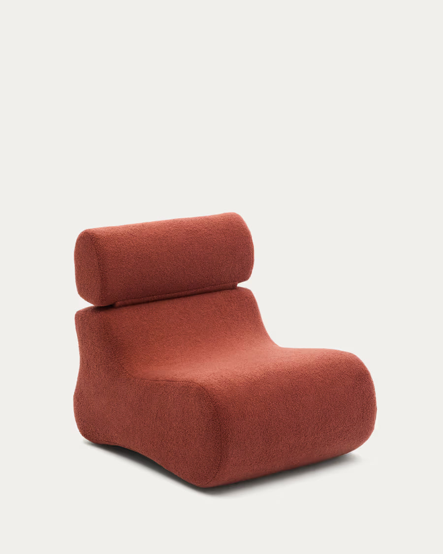 Club Terracotta Boucle Armchair.