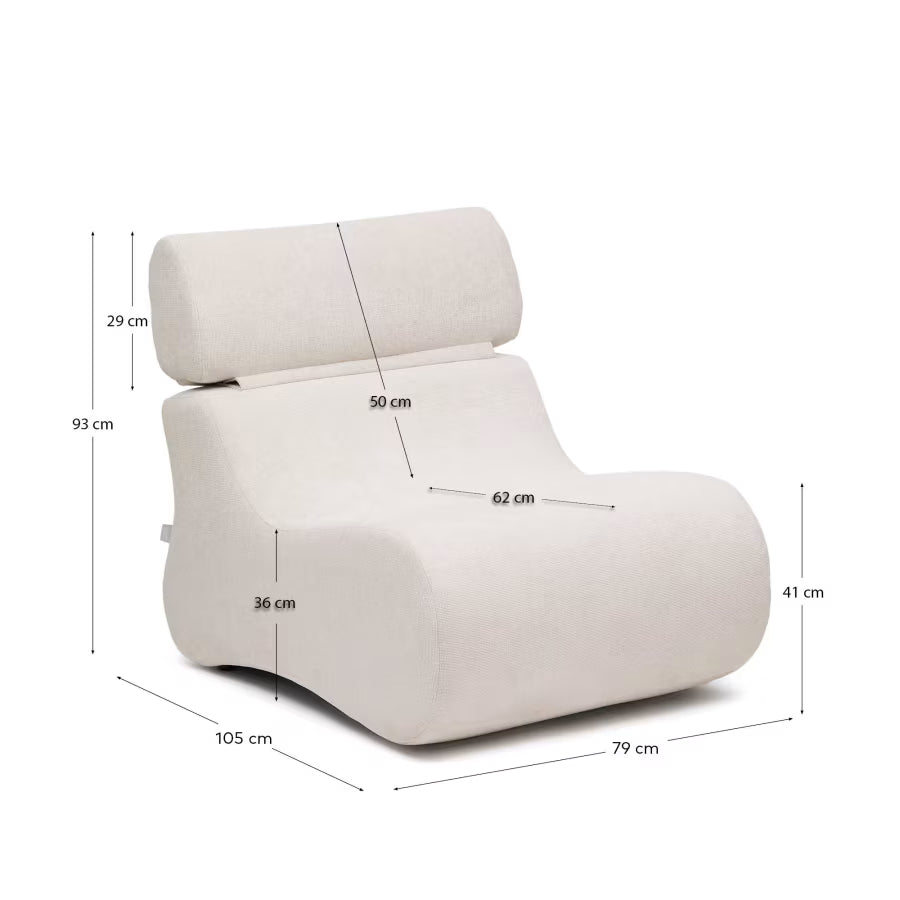 Club Pearl-Coloured Chenille Armchair.