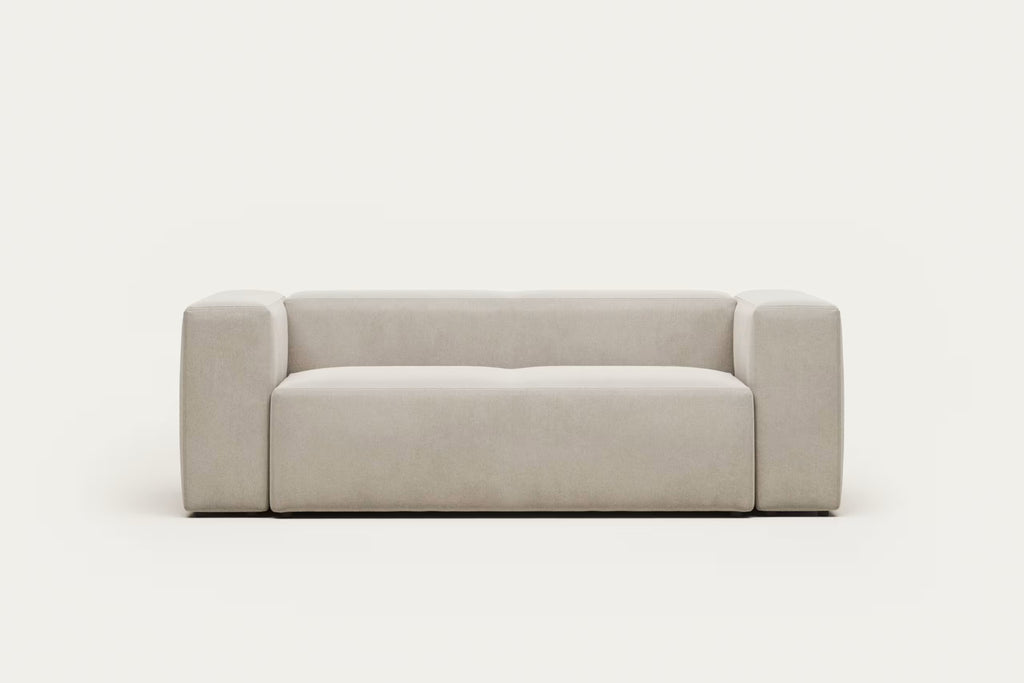 Blok 2 Seater Sofa in Beige with Cushions