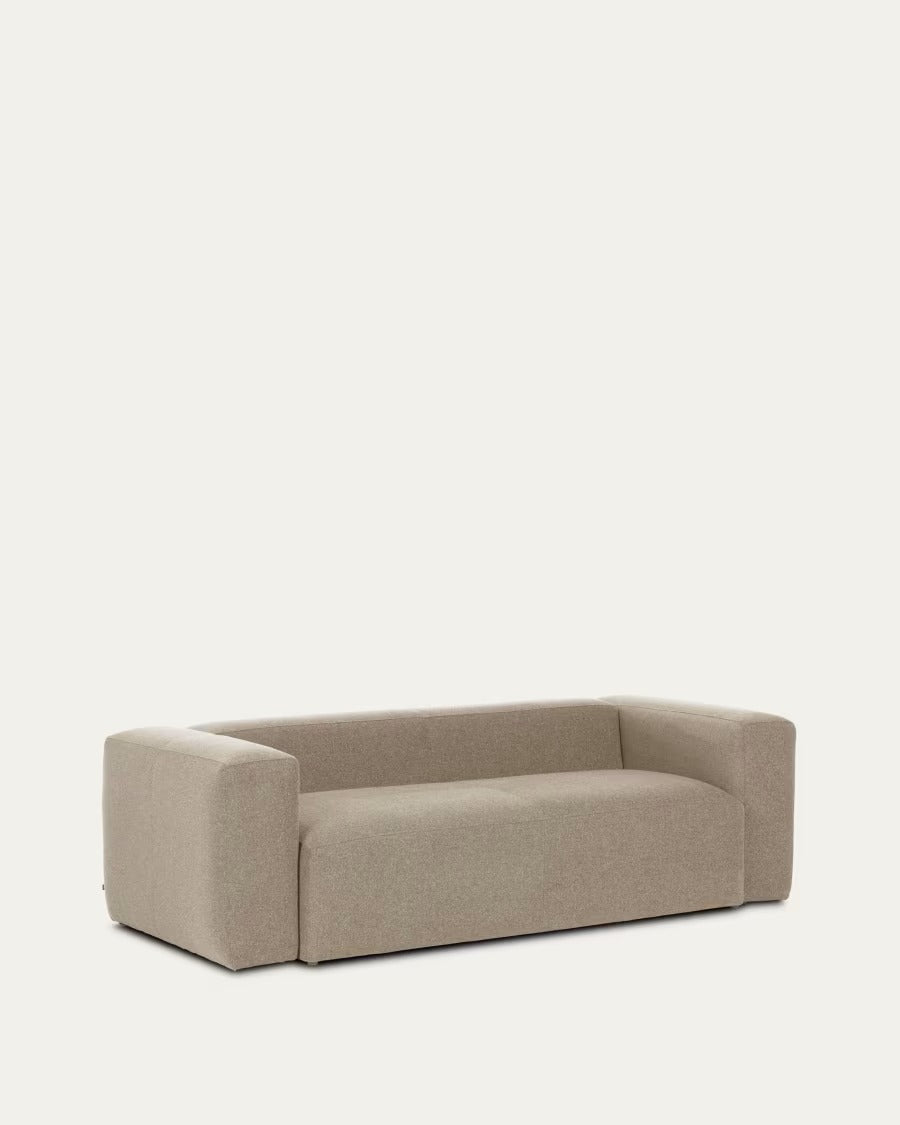 Blok 2 Seater Sofa in Beige with Cushions