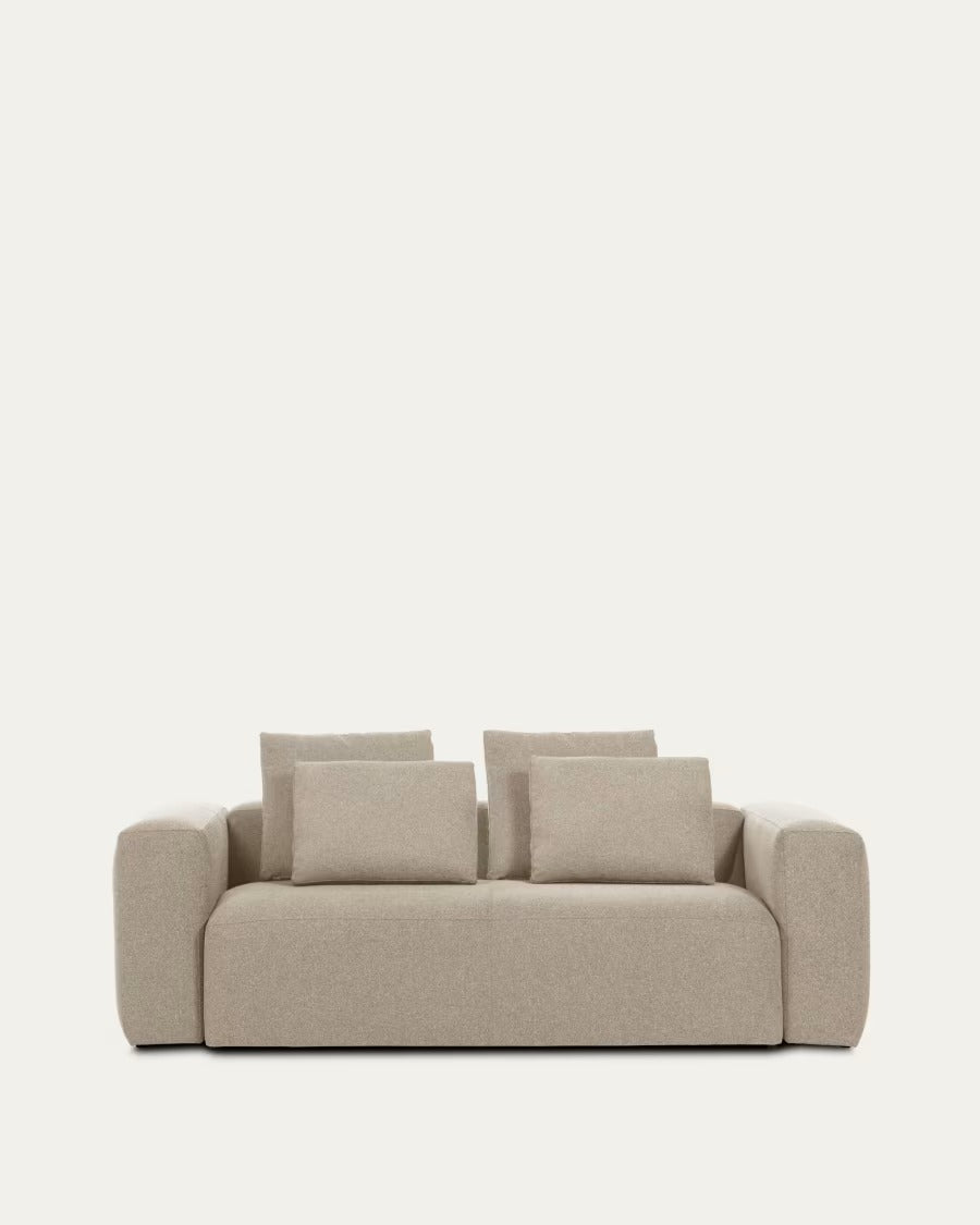 Blok 2 Seater Sofa in Beige with Cushions