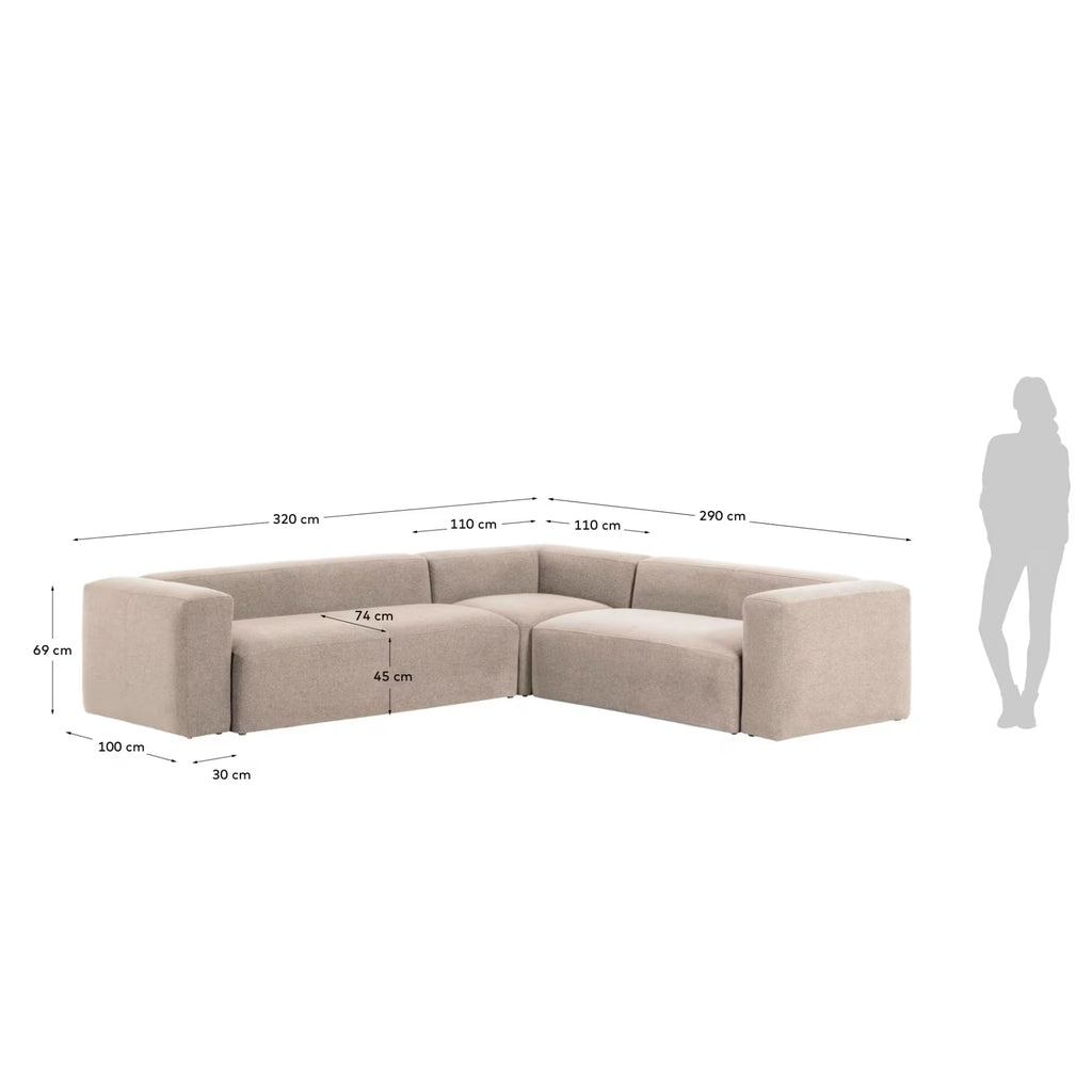 Blok beige chenille 5-seater corner sofa