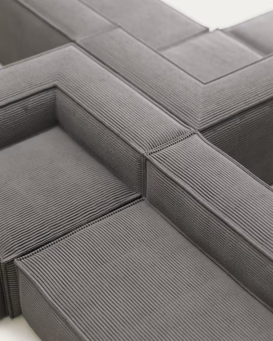 Blok 4 Seater Corner Sofa in grey corduroy, 290 x 290 cm