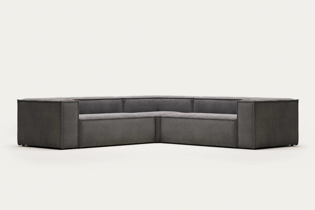 Blok 4 Seater Corner Sofa in grey corduroy, 290 x 290 cm