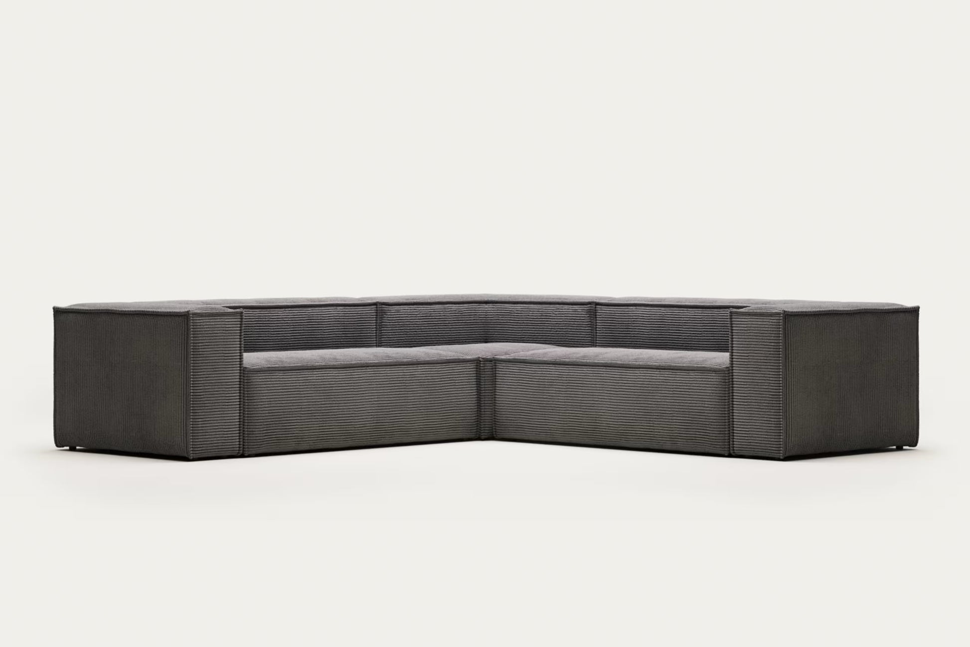 Blok 4 Seater Corner Sofa in grey corduroy, 290 x 290 cm