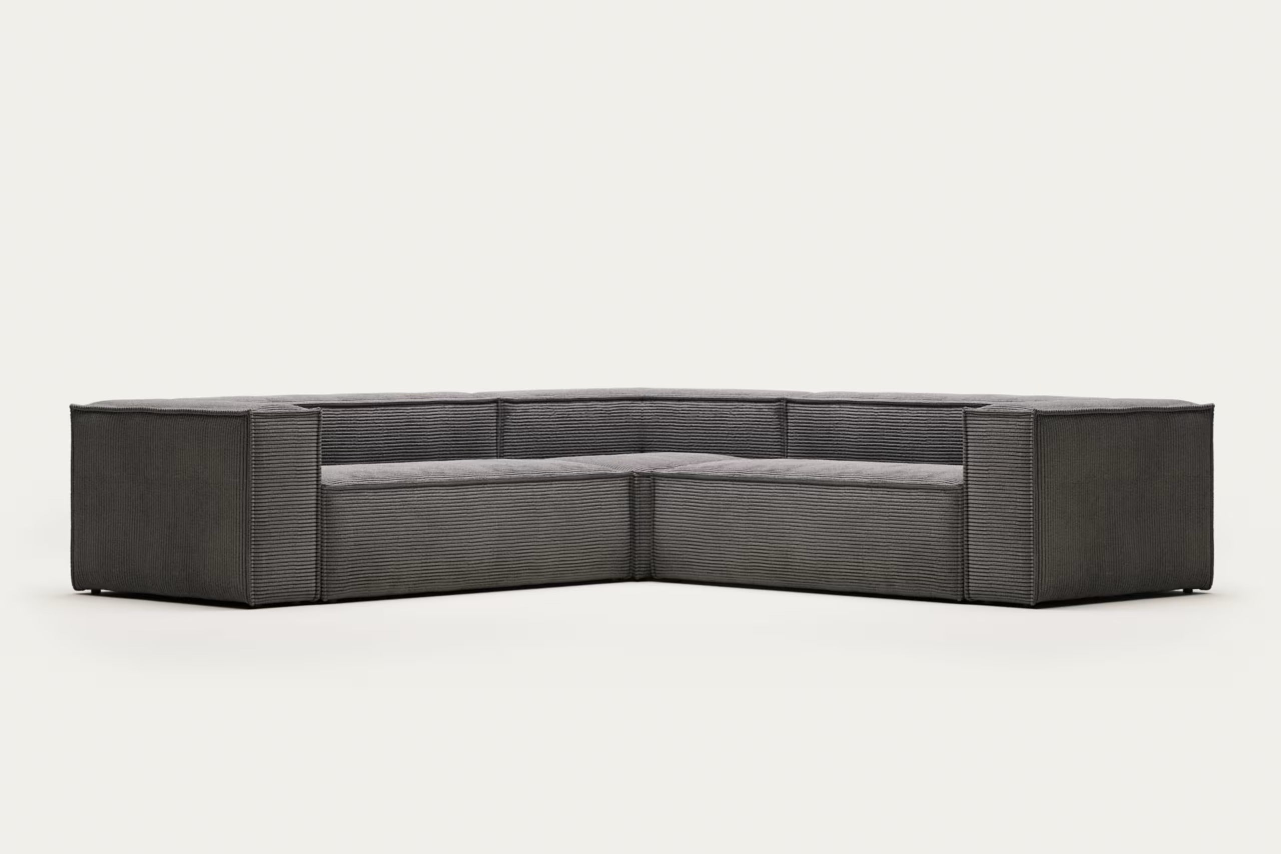 Blok 4 Seater Corner Sofa in grey corduroy, 290 x 290 cm