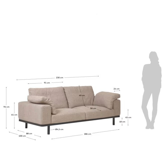 Noa 3 Seater Sofa with Cushions in Beige