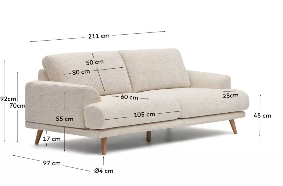 Karin 2-Seater Sofa in Beige Chenille.