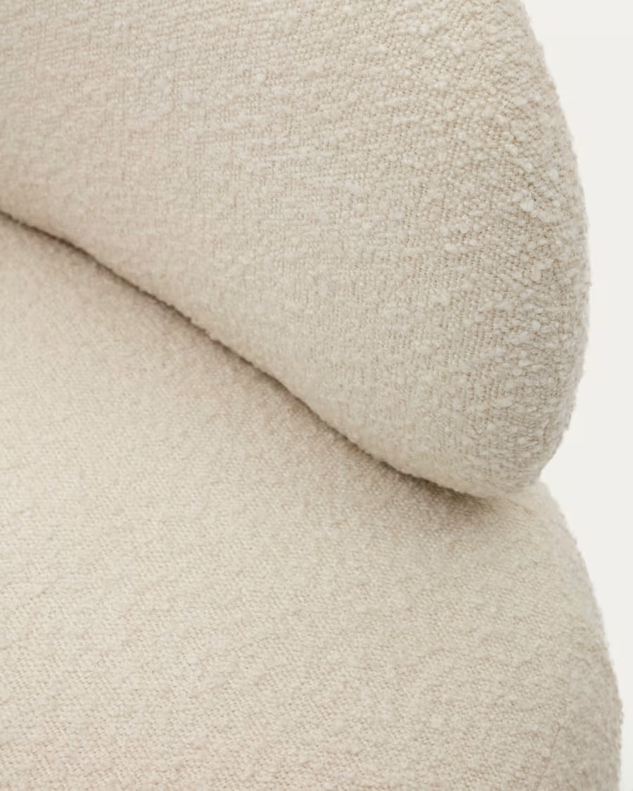 Luisa Armchair in white boucle with solid beech wood legs