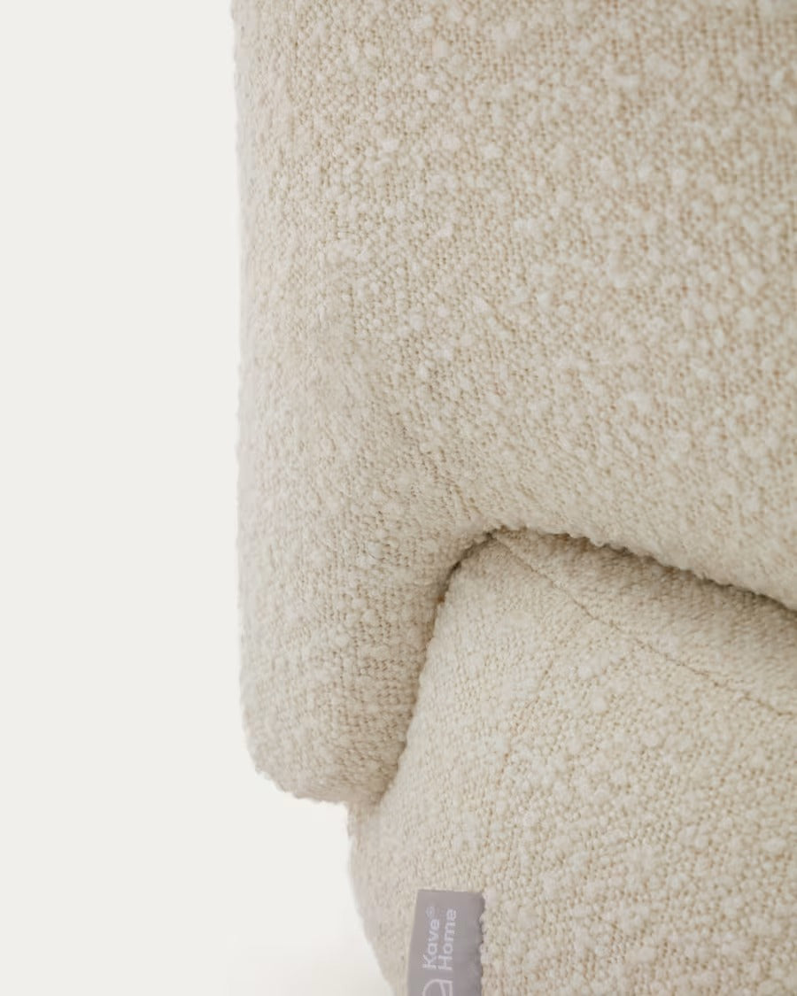 Luisa Armchair in white boucle with solid beech wood legs