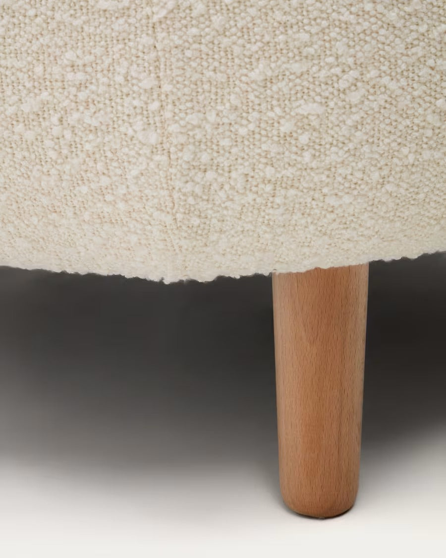 Luisa Armchair in white boucle with solid beech wood legs