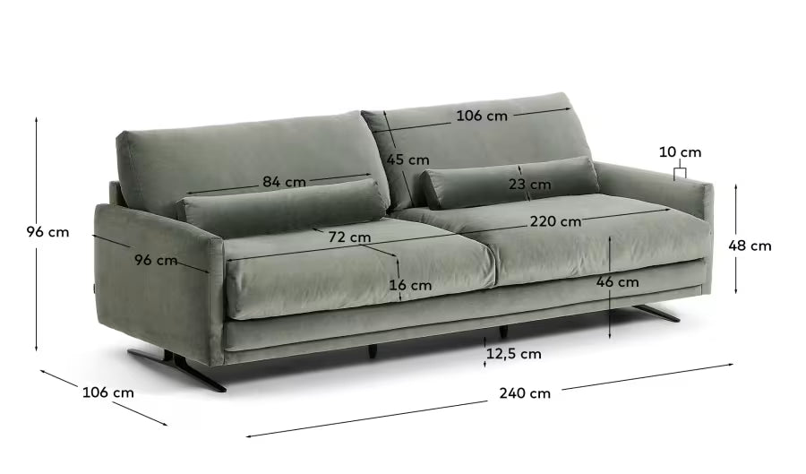 Veliro Green Velvet 3-Seater Sofa.