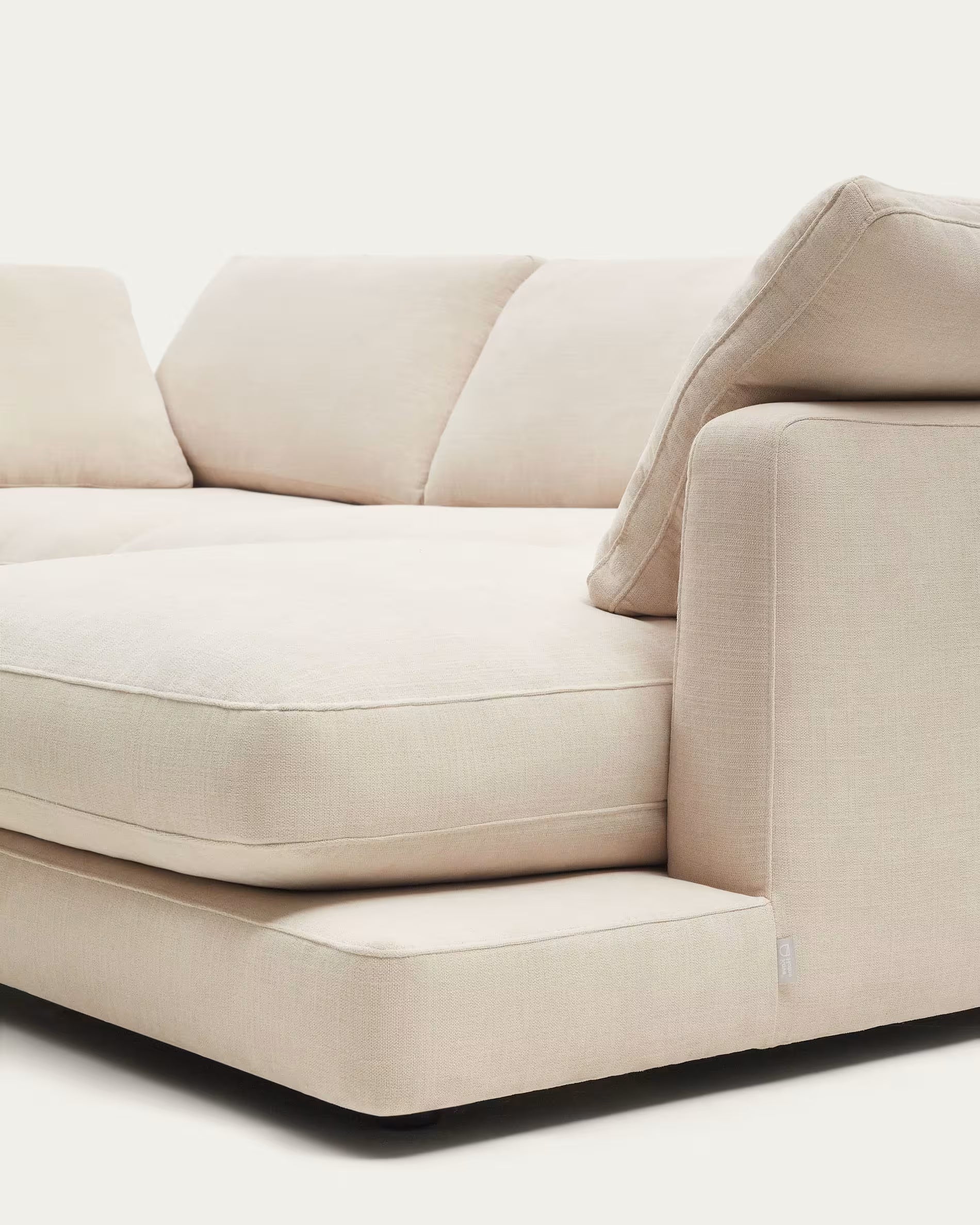Gala 4-Seater Sofa with right chaise longue in beige chenille FSC Mix Credit 300cm