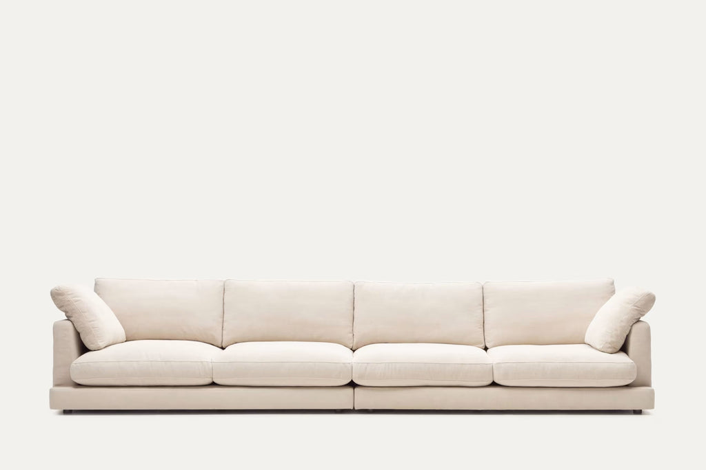 Gala 6 Seater Sofa in Beige, 390cm