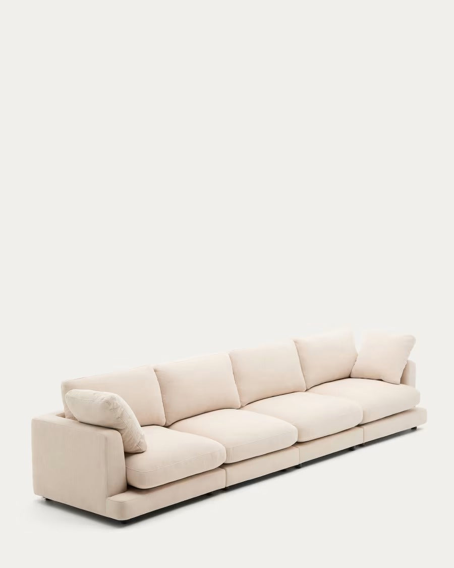 Gala 6 Seater Sofa in Beige, 390cm