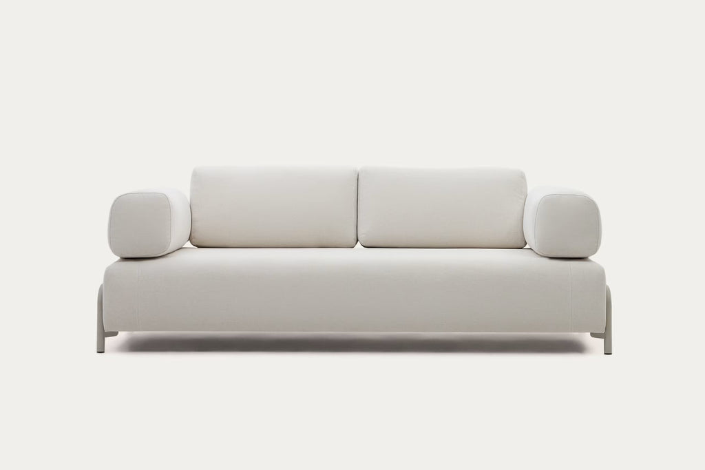 Compo 3 Seater Sofa in beige chenille with beige metal