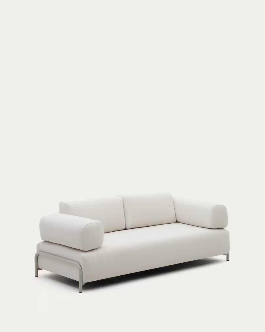 Compo 3 Seater Sofa in beige chenille with beige metal