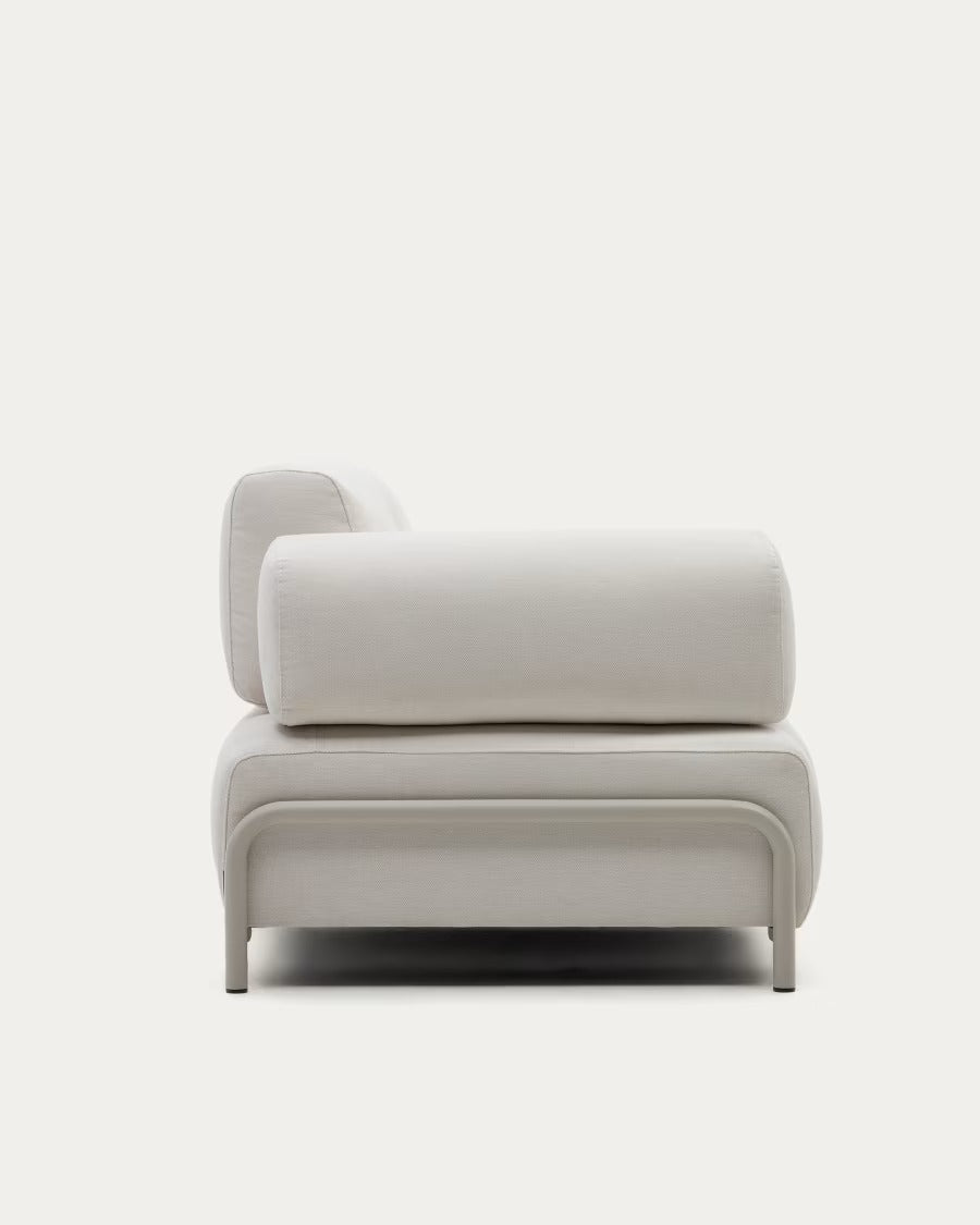 Compo 3 Seater Sofa in beige chenille with beige metal