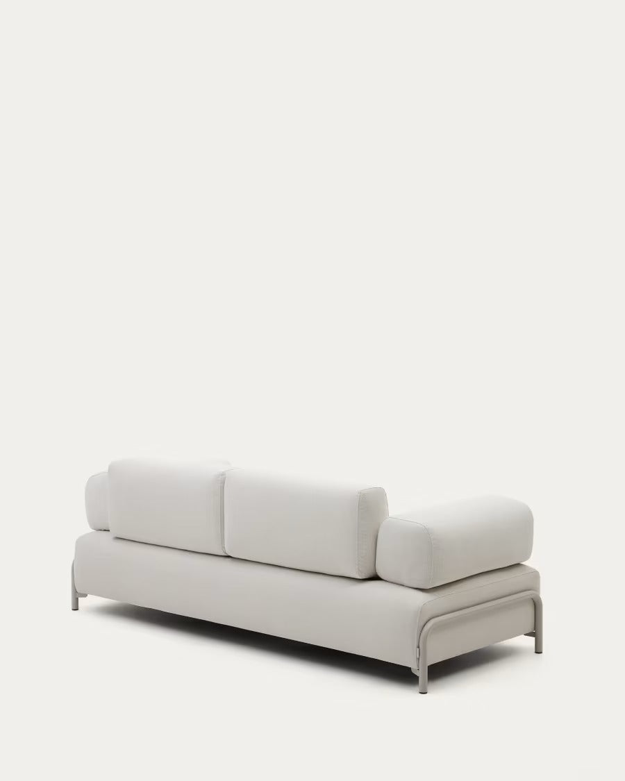 Compo 3 Seater Sofa in beige chenille with beige metal