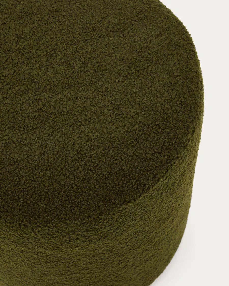 Kaeli footrest with removable cover in green boucl? ? 43 cm