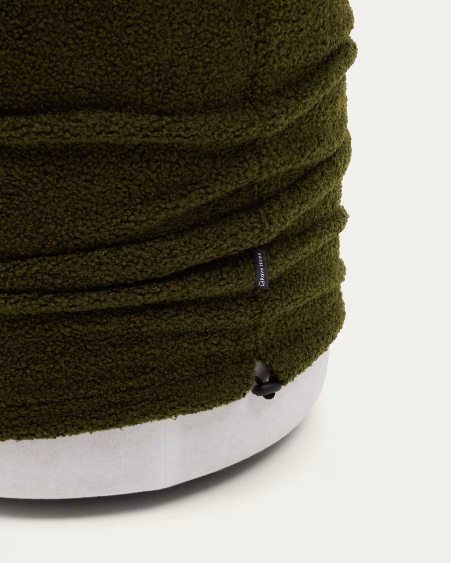 Kaeli footrest with removable cover in green boucl? ? 43 cm