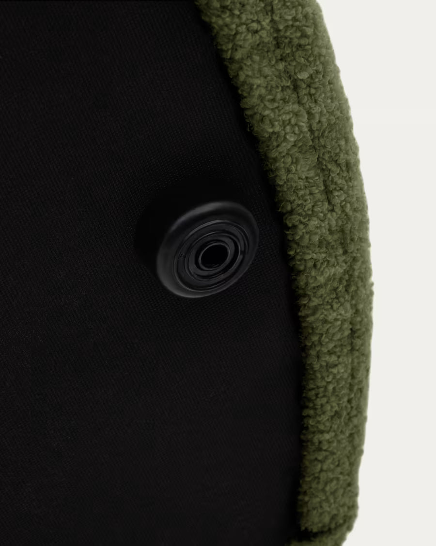 Kaeli footrest with removable cover in green boucl? ? 43 cm