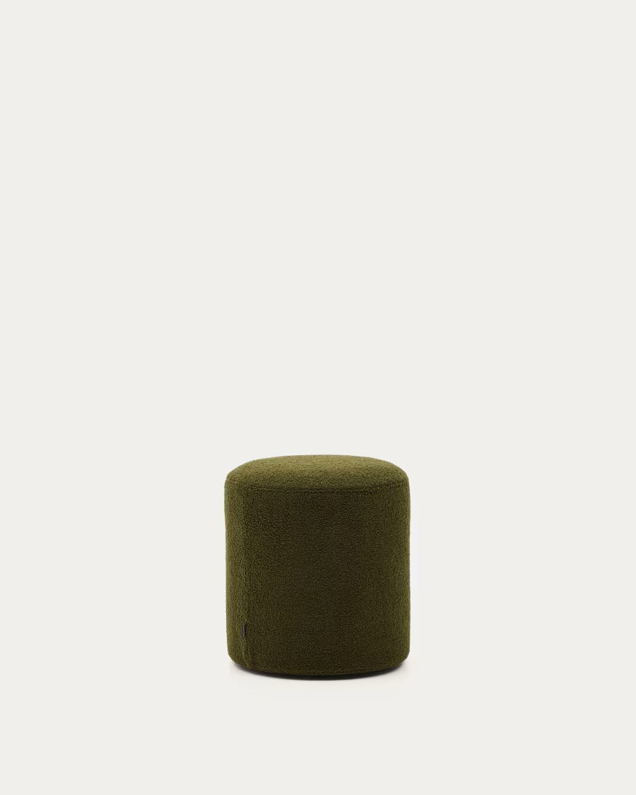 Kaeli footrest with removable cover in green boucl? ? 43 cm
