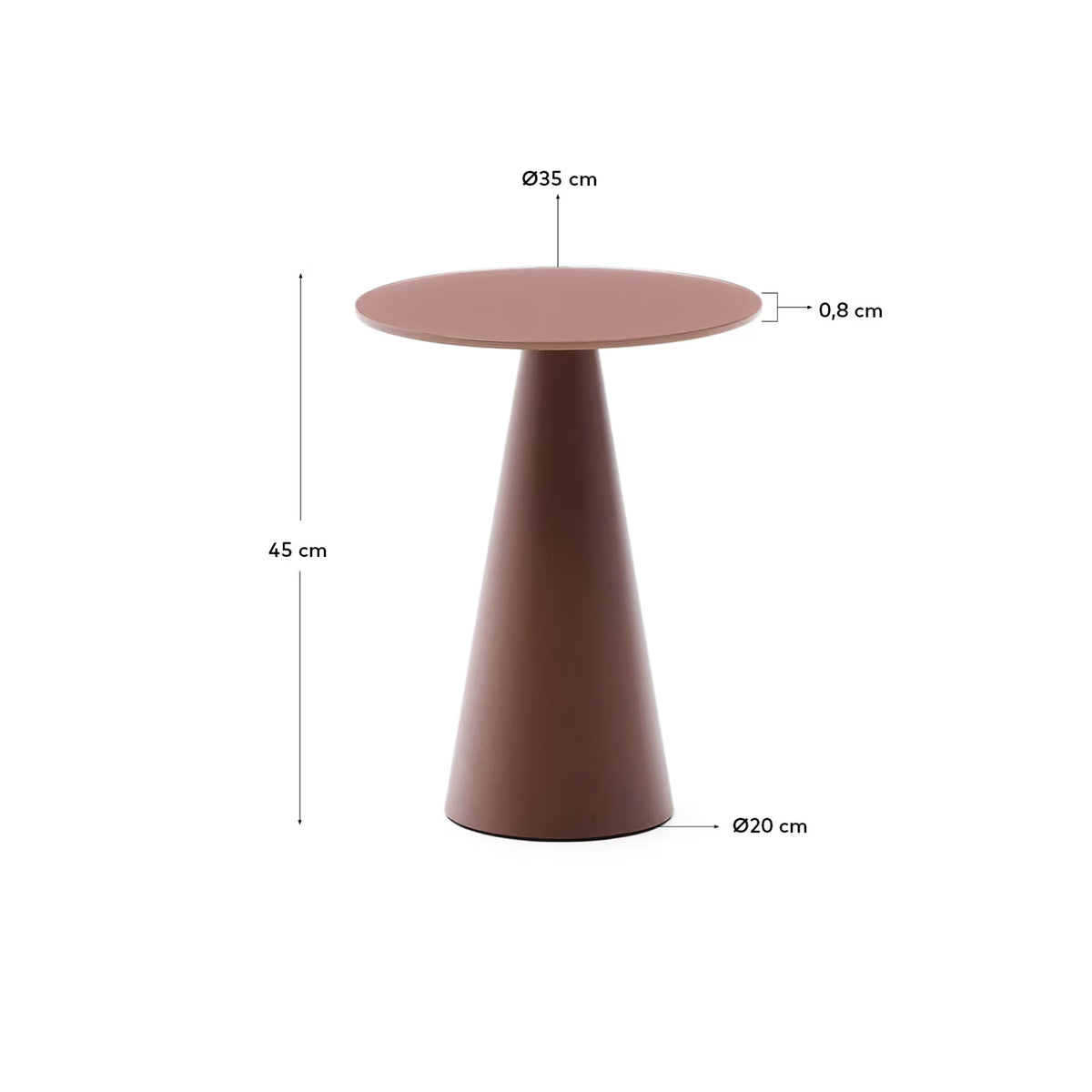Wilshire side table terracotta finish Ø35cm.