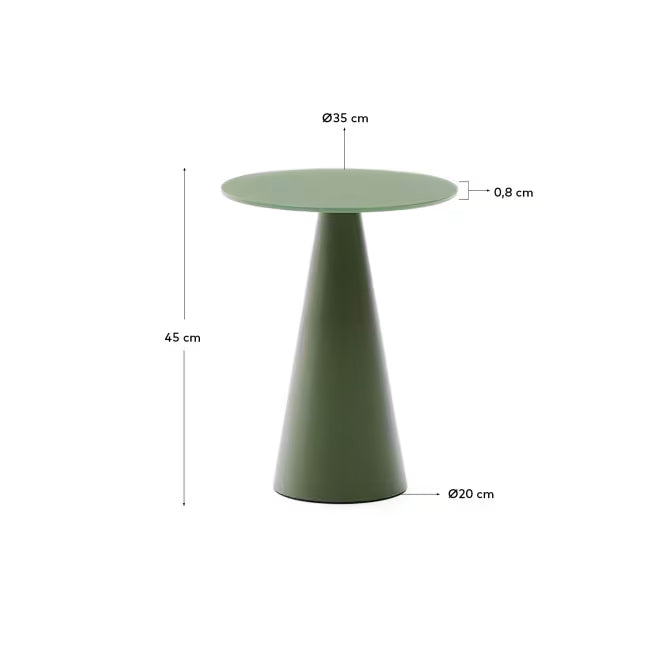 Wilshire side table with frosted tempered glass and matt green 35cm