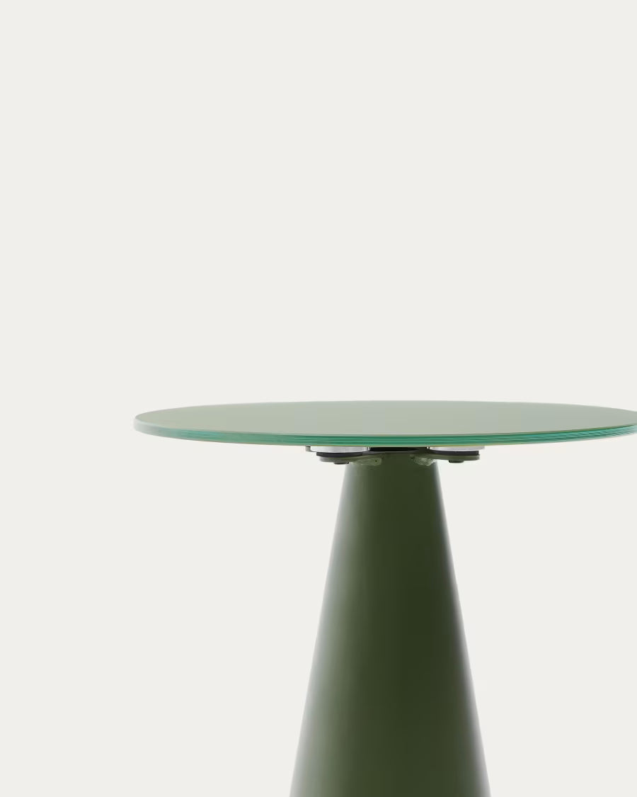 Wilshire side table with frosted tempered glass and matt green 35cm