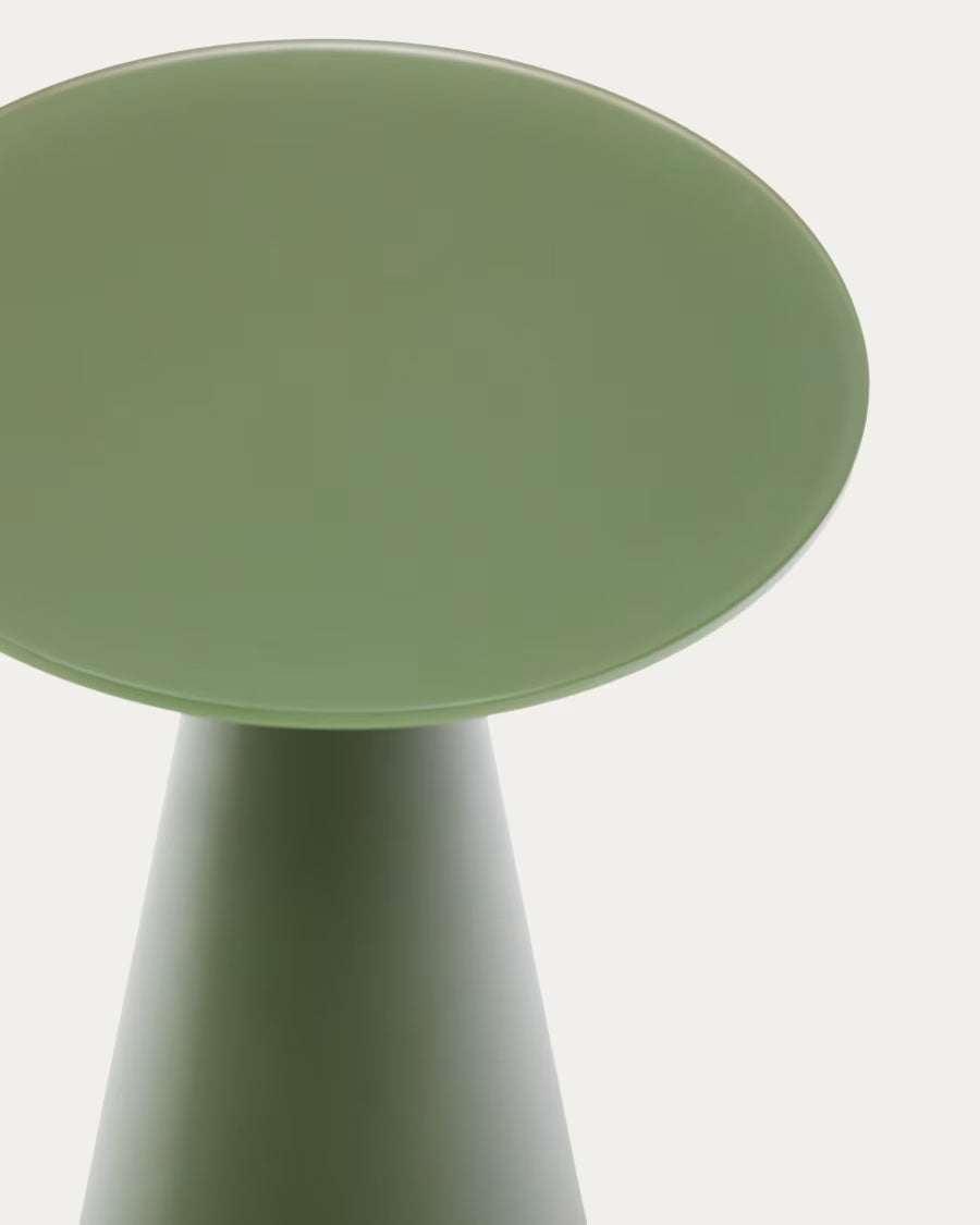 Wilshire side table with frosted tempered glass and matt green 35cm