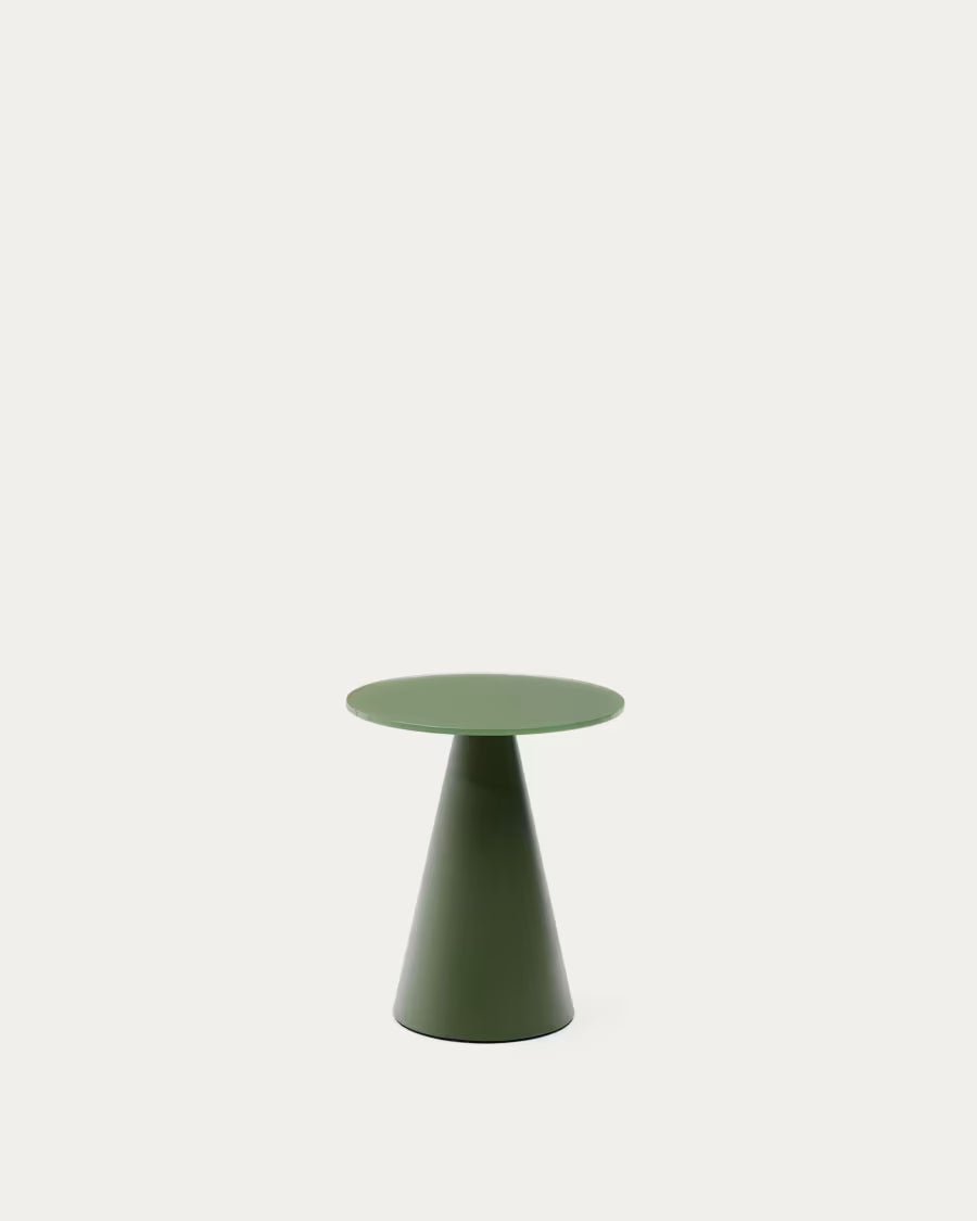 Wilshire side table with frosted tempered glass and matt green 35cm