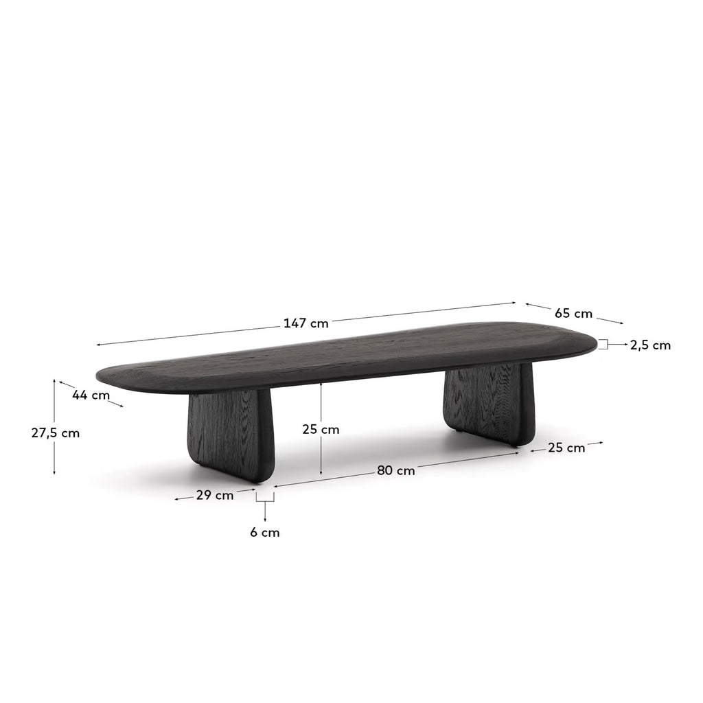 Pirita coffee table in a black finish, 147 x 65 cm