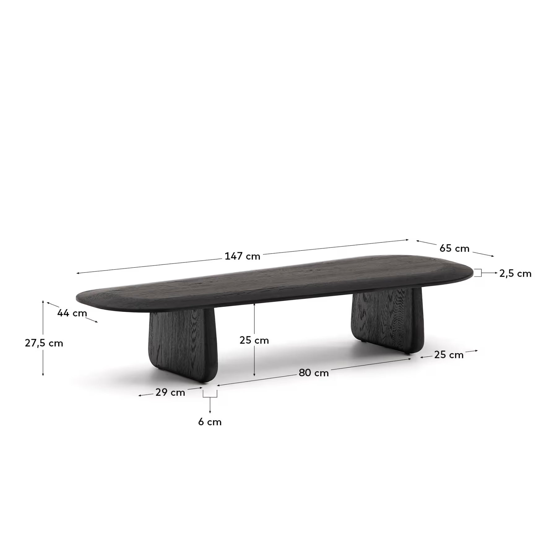 Pirita coffee table in a black finish, 147 x 65 cm