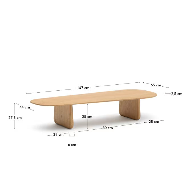 Pirita coffee table made from solid oak wood in a natural finish# 146 x 56.5 cm FSC 100%