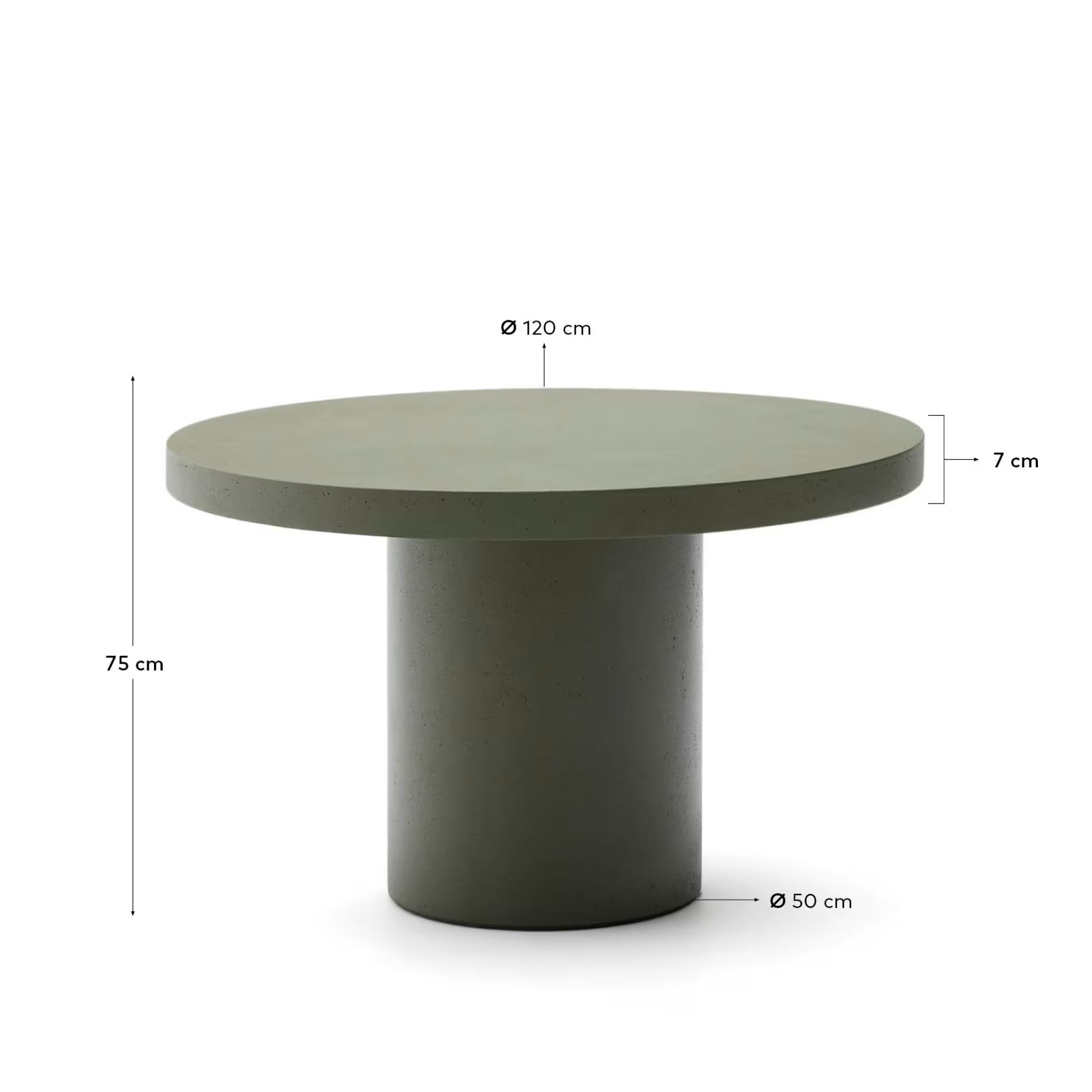 Aiguablava green cement round table Ø120cm