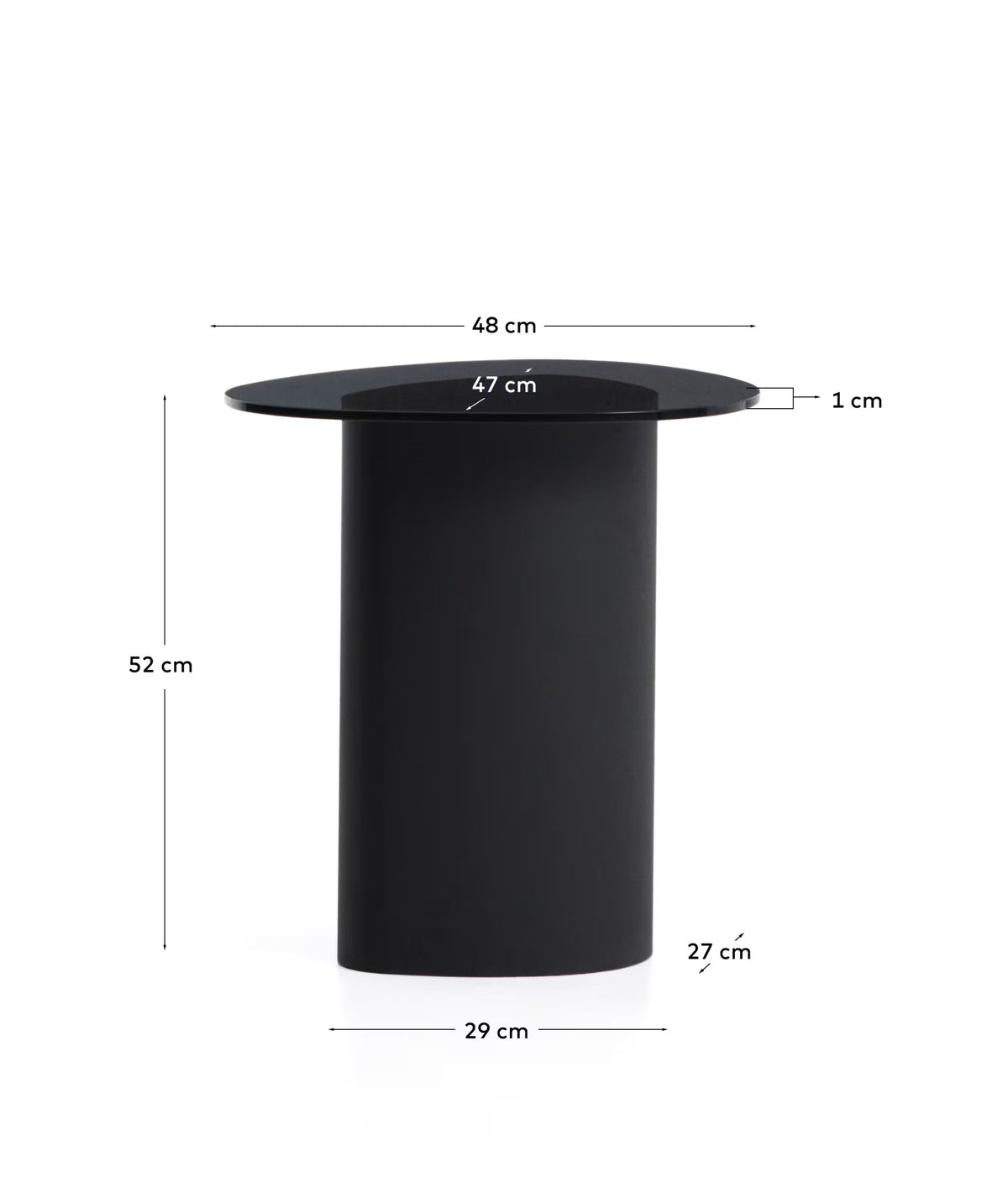Olir side table in tempered glass 48 x 46,8 cm