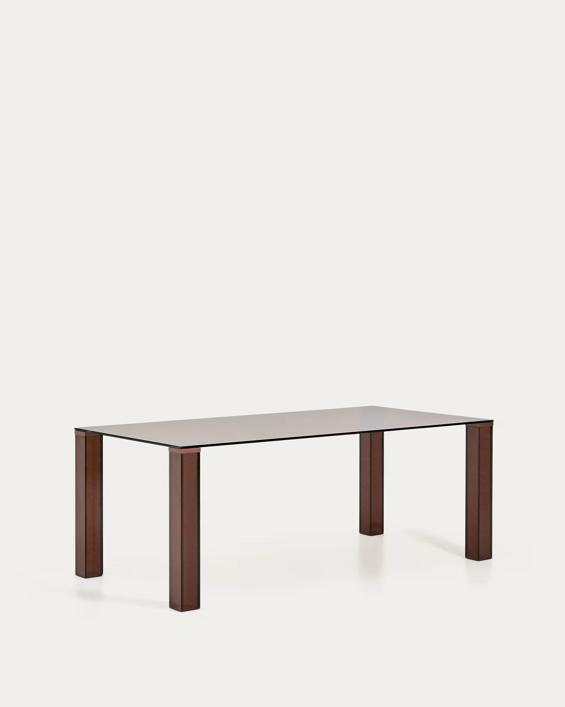 Adularia dining table in brown tempered glass 200x100cm. 