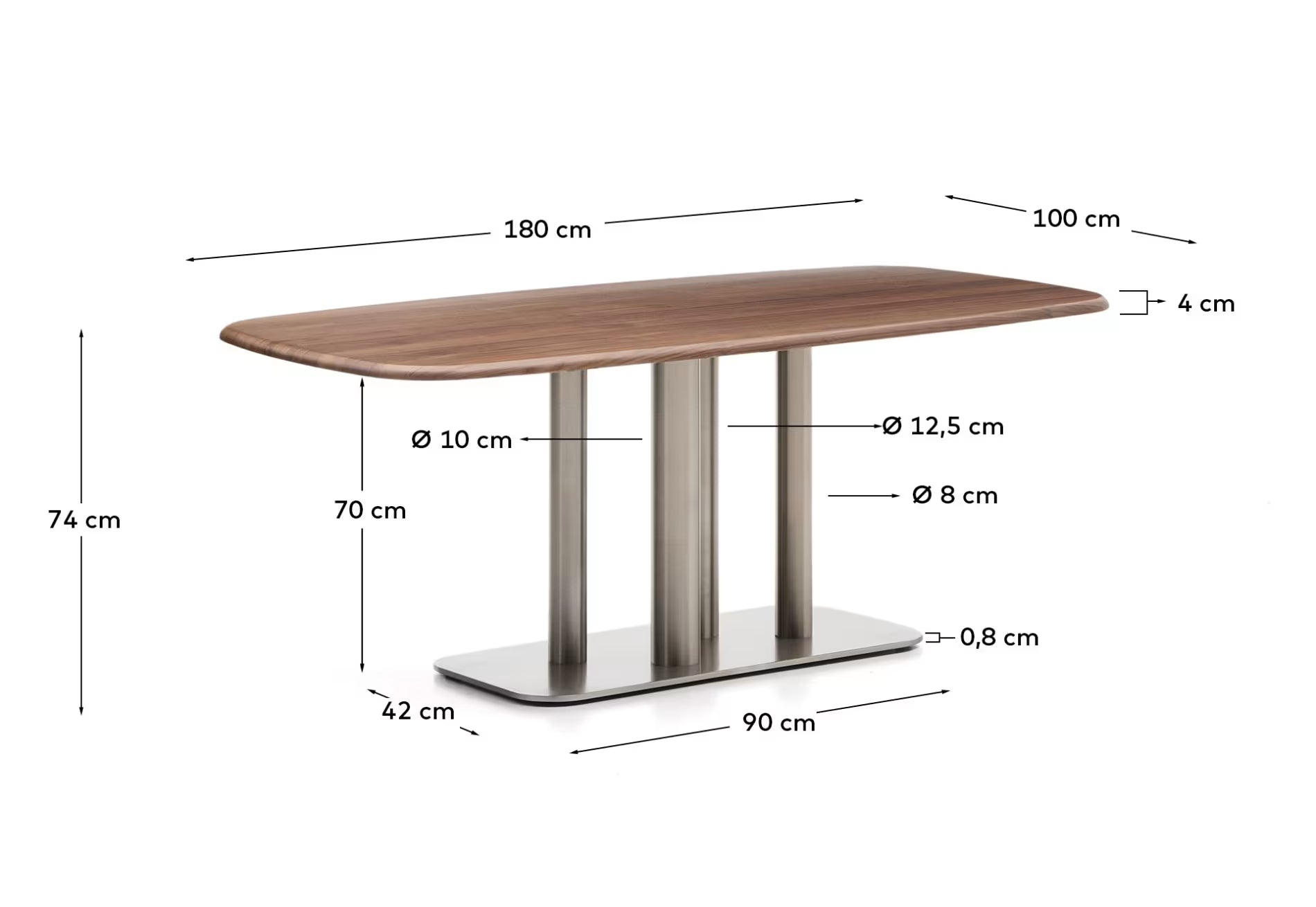 Melvar table made from walnut 180X100cm.