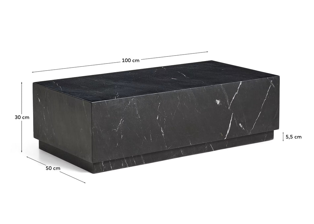 Sorein coffee table in black marble 100 x 50 cm.