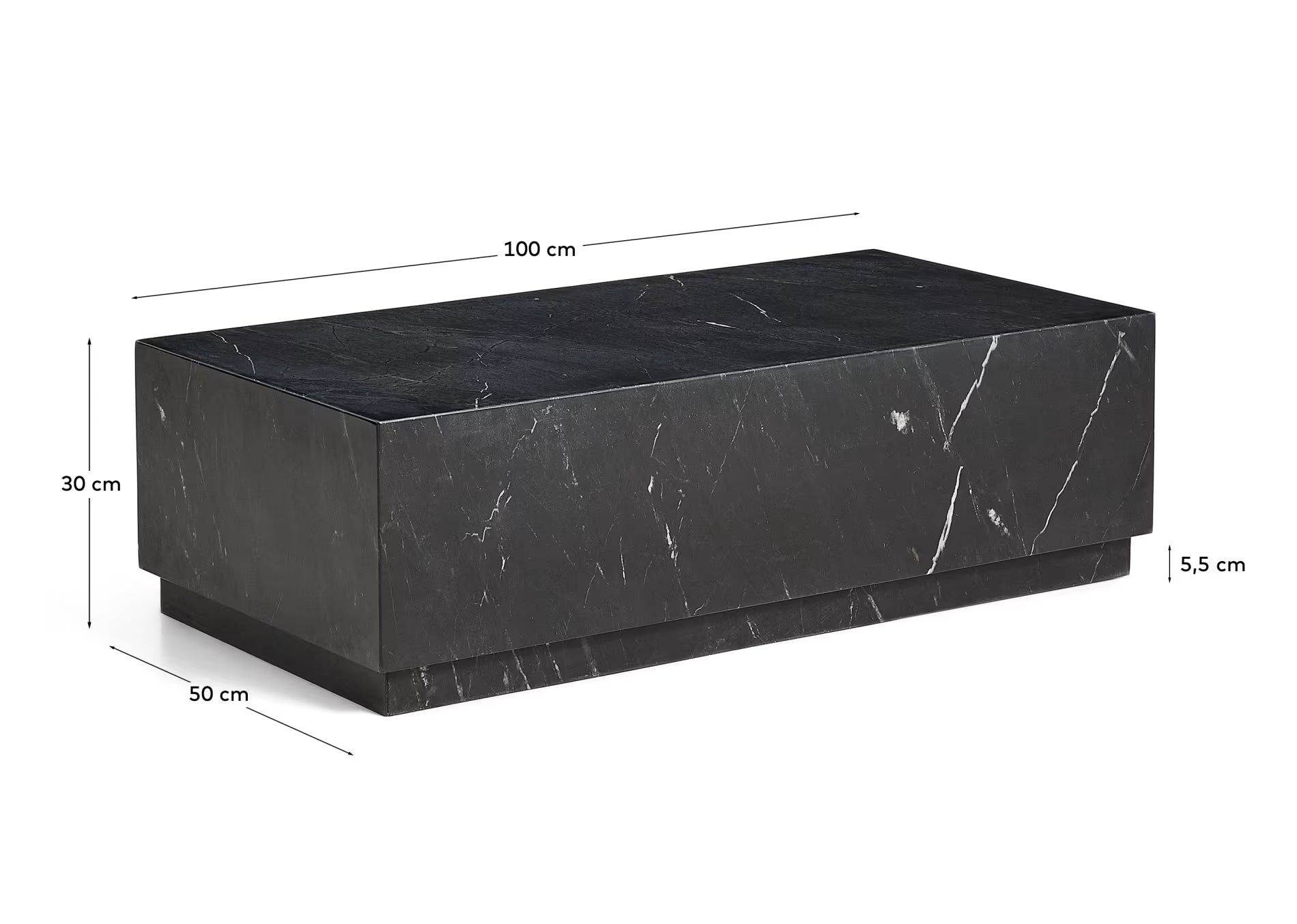 Sorein coffee table in black marble 100 x 50 cm.