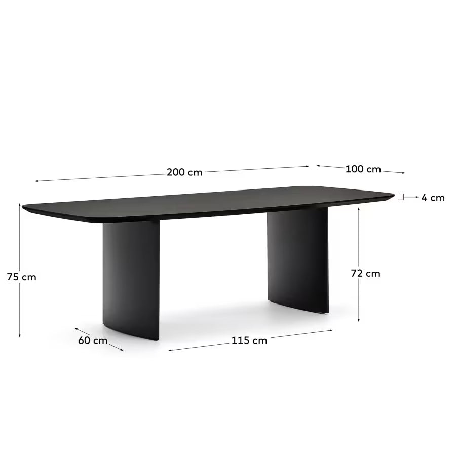 Litto Black# lacquered MDF table 200x100cm.