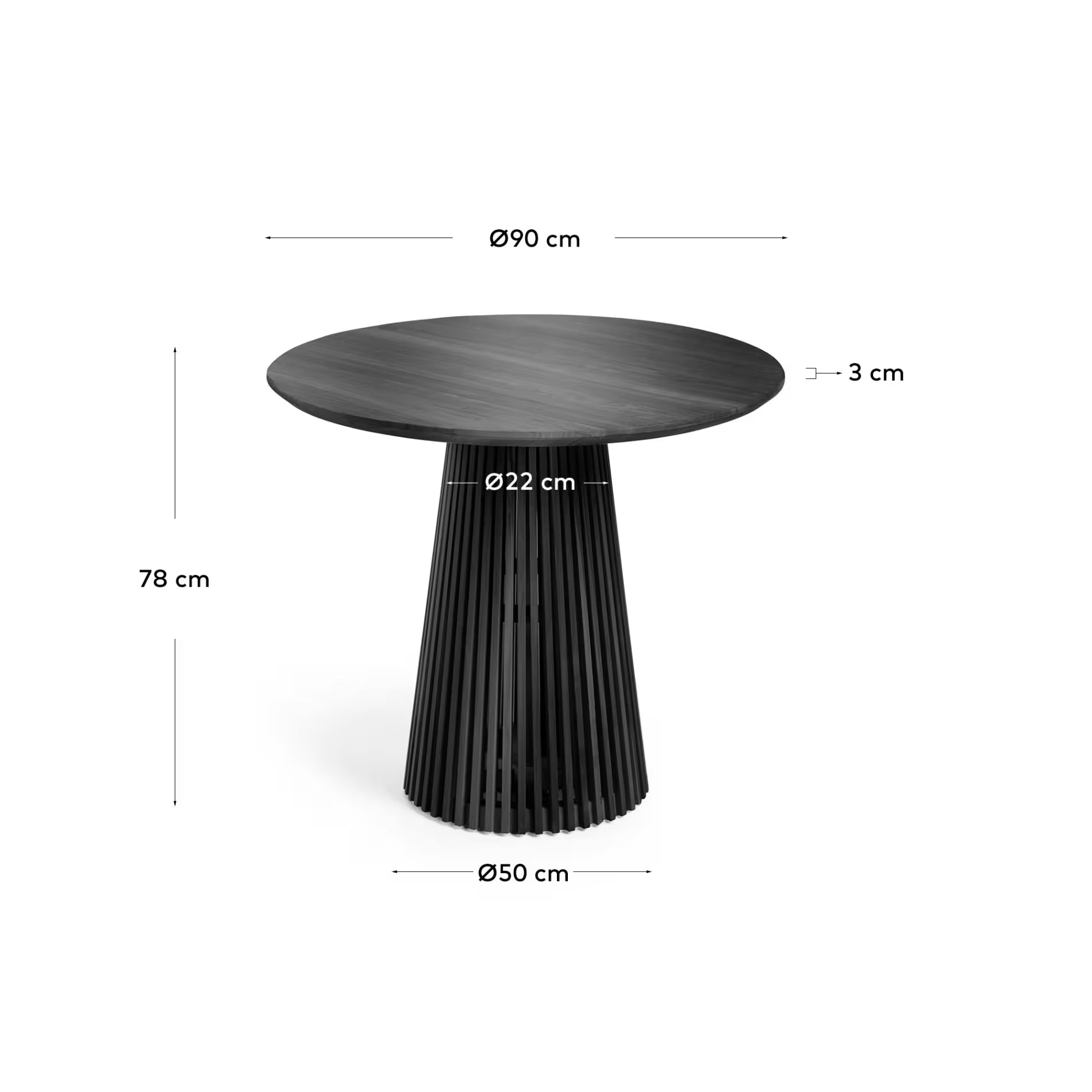Jeanette round table in black, Ø 90 cm