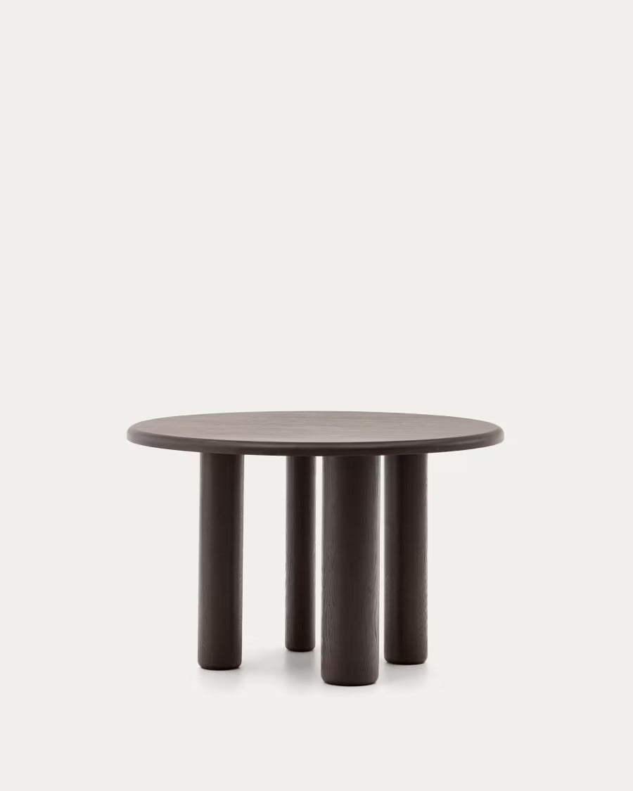 Mailen Round Table in ash wood veneer with dark finish, Ø 120 cm.