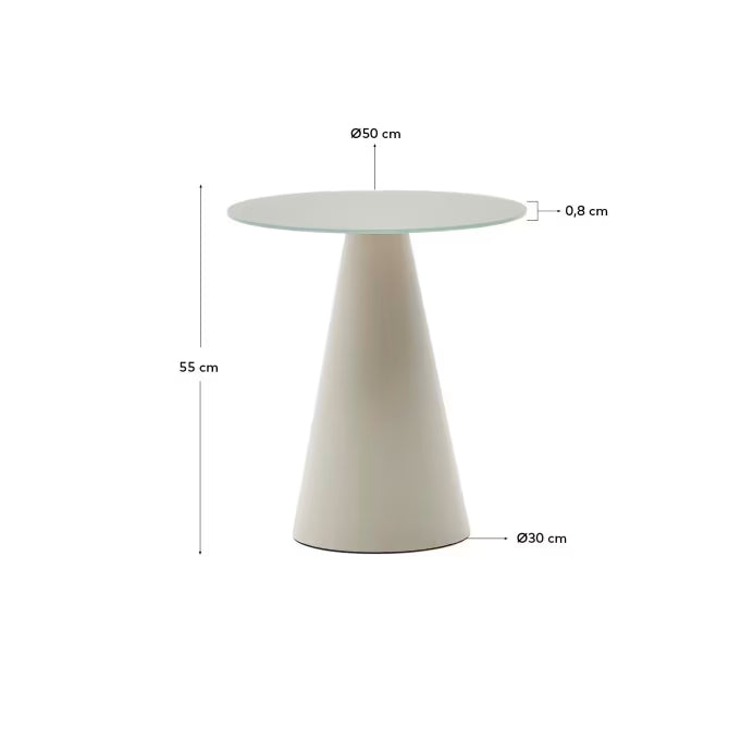 Wilshire tempered glass and metal side table with a matte grey finish 50 cm