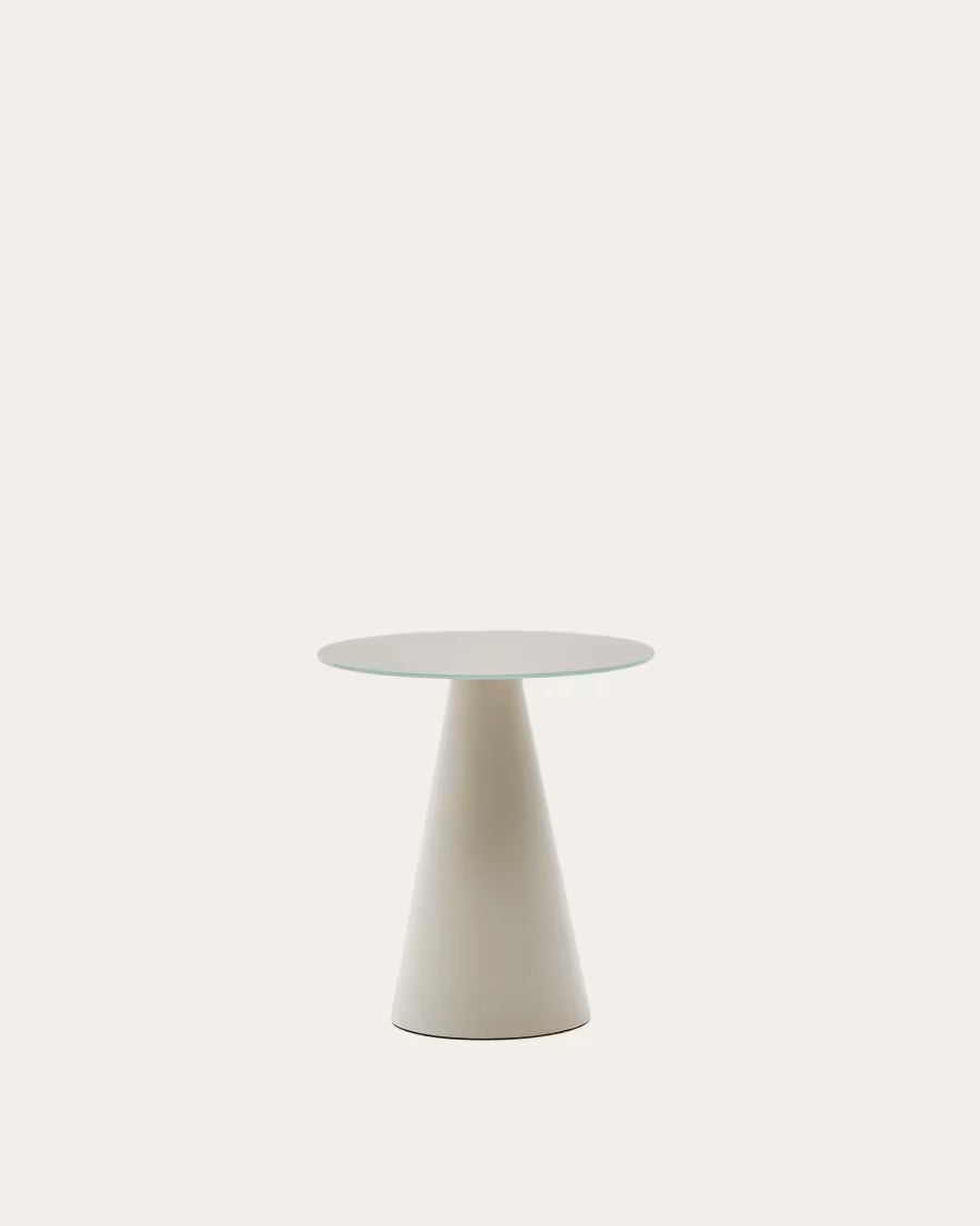 Wilshire tempered glass and metal side table with a matte grey finish 50 cm