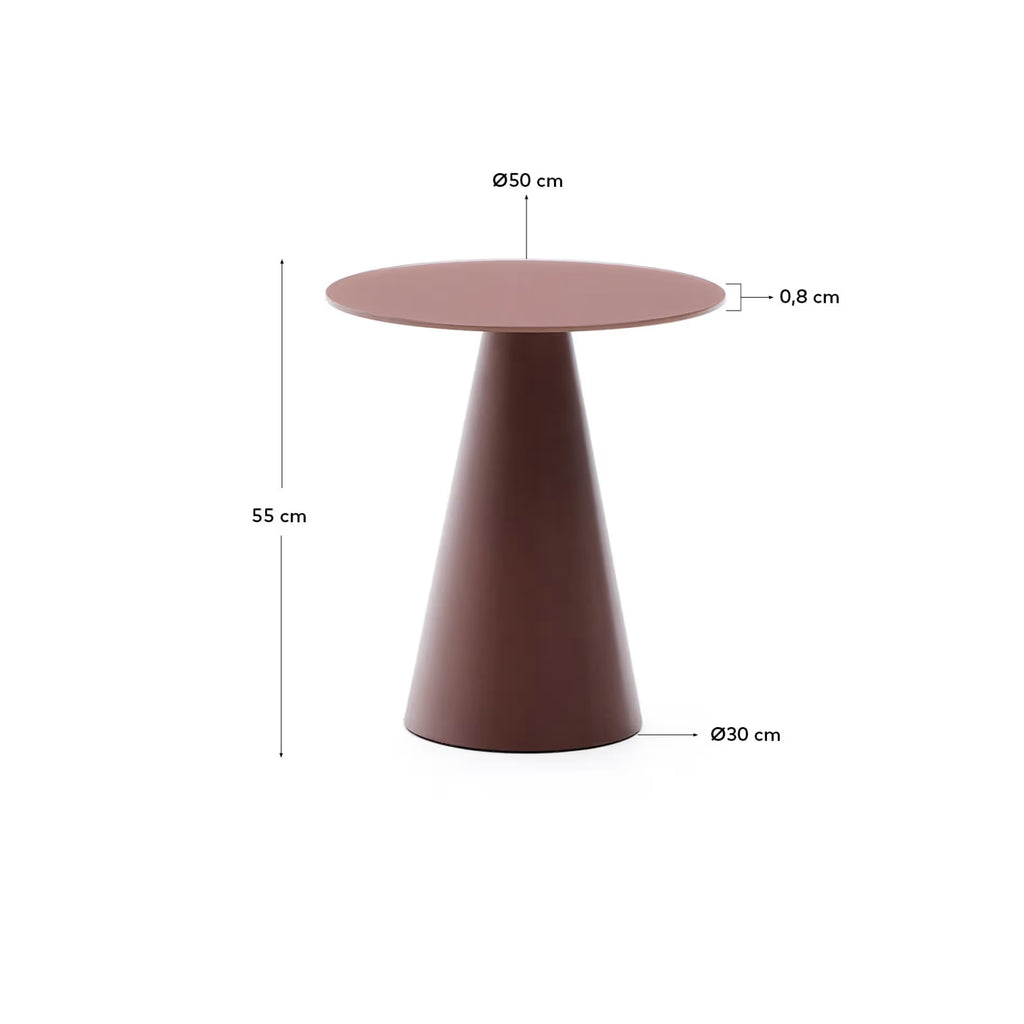 Wilshire side table matt terracotta finish Ø50cm