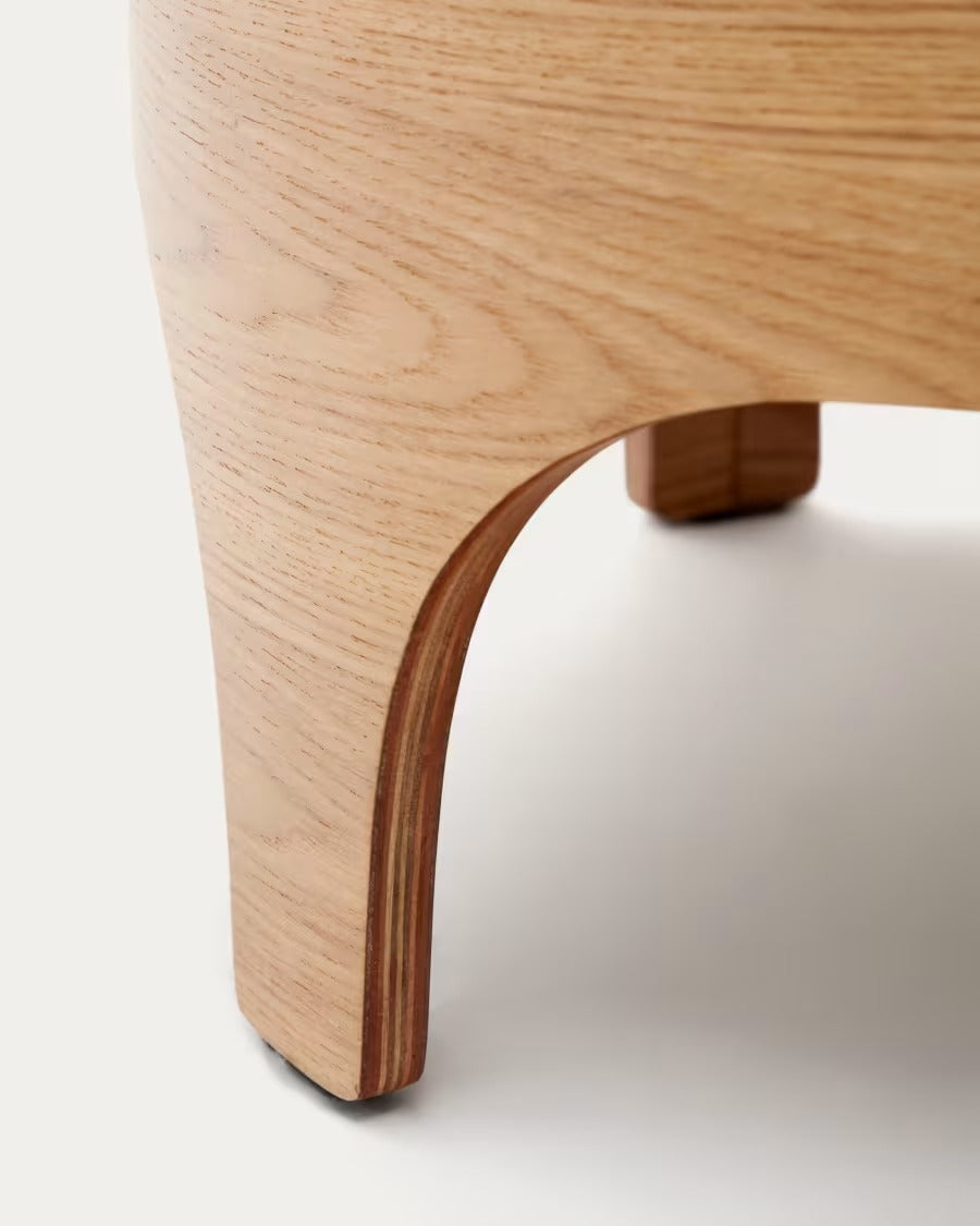 Octavia Bedside Table in ash plywood Ø 55 cm