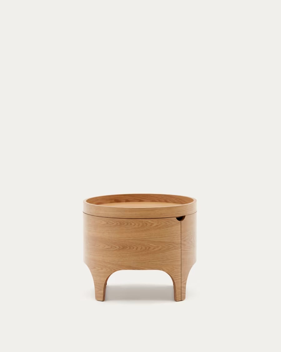 Octavia Bedside Table in ash plywood Ø 55 cm