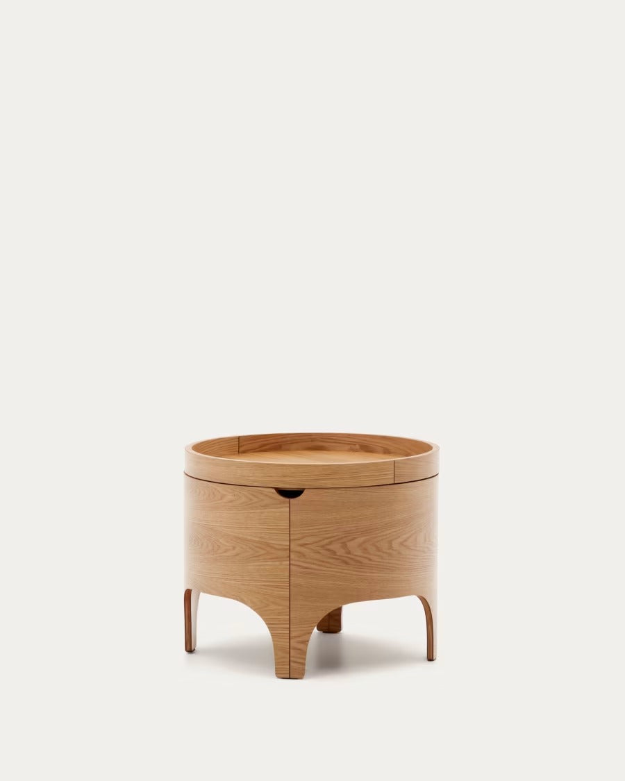 Octavia Bedside Table in ash plywood Ø 55 cm